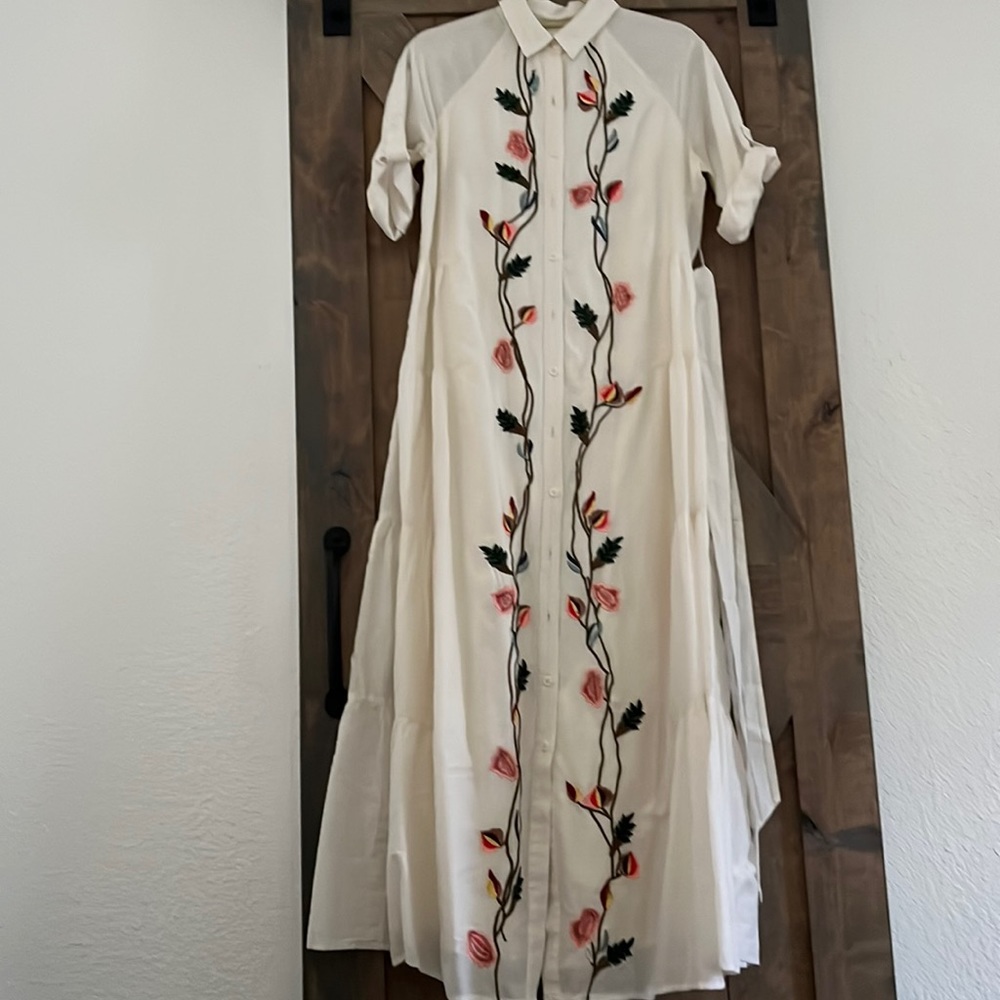 Anthropology dress, long, maxi, cotton  with belt